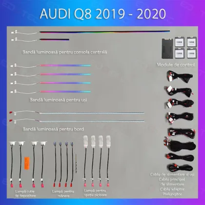Lumini Ambientale NIGHTVIBE Audi  Q8 2019-2023 set complet control telefon sau sistem original | Ambient Garage