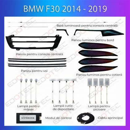 Lumini Ambientale NIGHTVIBE  BMW Seria 3 (F30) 2014-2019 dedicat set complet cu trimuri control telefon sau sistem original | Ambient Garage