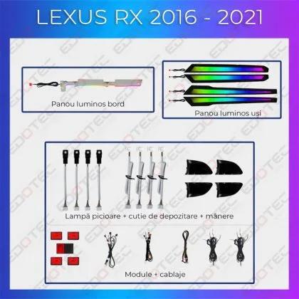 Lumini Ambientale NIGHTVIBE Lexus RX 2016-2021 set complet control telefon sau sistem original | Ambient Garage