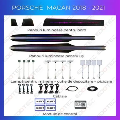 Lumini Ambientale NIGHTVIBE Porsche Macan 2018-2021 set complet cu trimuri control telefon sau sistem original | Ambient Garage