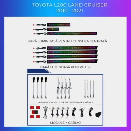 Lumini Ambientale NIGHTVIBE Toyota L200 2010 - 2021 set complet cu trimuri control telefon sau sistem original | Ambient Garage