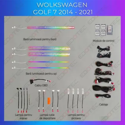 Lumini Ambientale NIGHTVIBE VW Golf 7 dedicat control din sistemul original sau telefon | Ambient Garage