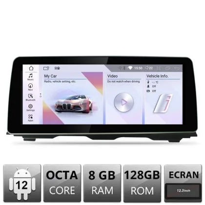 Navigatie BMW Seria 5 F10 2010-2011 cu ecran CIC Android ecran 12.3" 8+128 4G BT | Ambient Garage