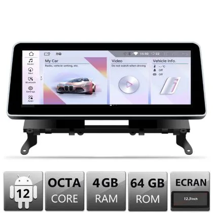 Navigatie dedicata BMW X3 X4 F25 F26 2016-2019 cu ecran EVO Android ecran 12.3" 8+128 4G BT | Ambient Garage
