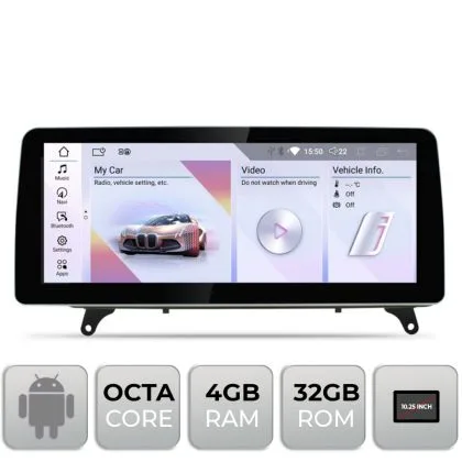 Navigatie BMW X5 X6 E70 E71 2009-2012 cu ecran CIC Android ecran 10.25" 4+32 4G BT | Ambient Garage