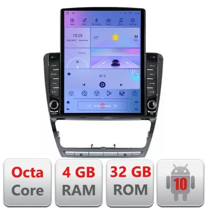 Navigatie Skoda Octavia 2 2005-2013 Manual H-005 ecran tip TESLA 9.7" cu Android Radio Bluetooth Internet GPS WIFI 4+3 | Ambient Garage