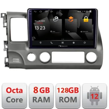 Navigatie Honda Civic Sedan 5960Pro-044 Android Octa Core Qualcomm 2K Qled 8+128 DTS DSP 360 4G Optical | Ambient Garage