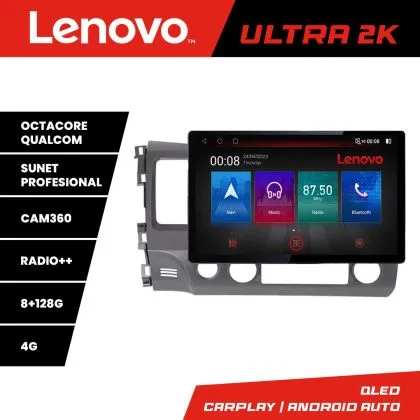 Navigatie Honda Civic Sedan N-044 ecran 13" 2K 8+128 Android Waze USB Navigatie 4G 360 Toslink Youtube Radio KI | Ambient Garage