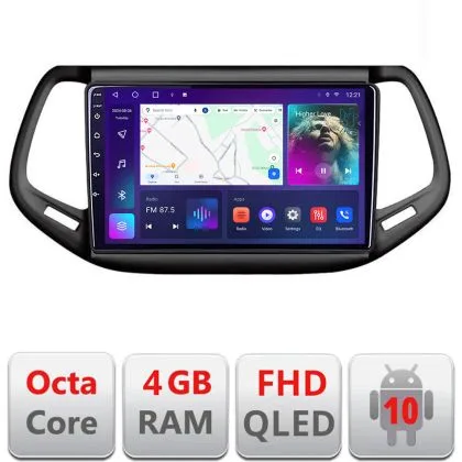 Navigatie Jeep Compass 2017 B-739 Android Ecran QLED octa core 4+64 carplay android auto KIT-732+EDT-E310V3 | Ambient Garage