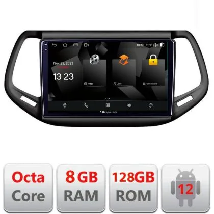 Navigatie Jeep Compass 2017 5960Pro-739 Android Octa Core Qualcomm 2K Qled 8+128 DTS DSP 360 4G Optical | Ambient Garage