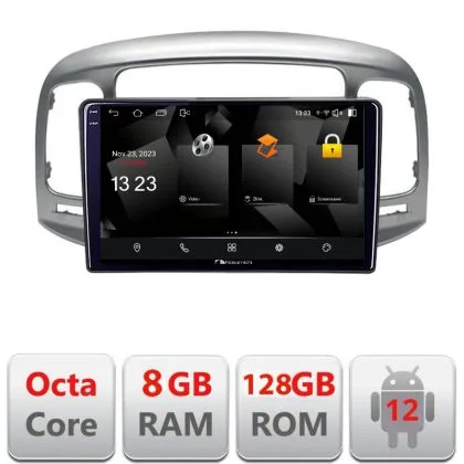 Navigatie Hyundai Accent 2006-2012 5960Pro-ACCENT Android Octa Core Qualcomm 2K Qled 8+128 DTS DSP 360 4G Optical | Ambient Garage