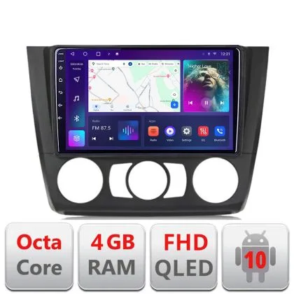 Navigatie BMW Seria 1 E87 2007-2011 clima manuala B-bmw117-manual Android Ecran QLED octa core 4+64 carplay android auto KIT-bmw117-manual+EDT-E309V3 | Amb
