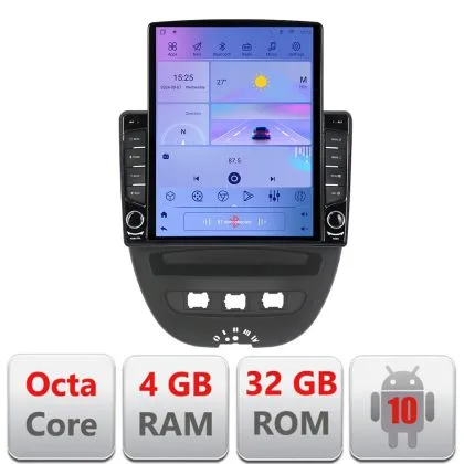 Navigatie Citroen C1 Peugeot 107 Toyota Aygo 2005-2014 Android radio gps internet Octa Core 4+64 LTE KIT-C1+EDT-E710 v1 | Ambient Garage
