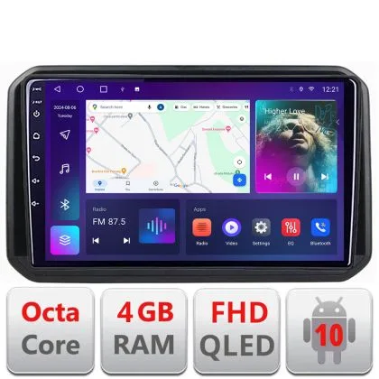Navigatie Suzuki Ignis 2016- B-IGNIS16 Android Ecran QLED octa core 4+64 carplay android auto KIT-IGNIS16+EDT-E309V3 | Ambient Garage