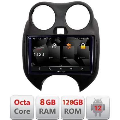 Navigatie Nissan Micra 2010-2014 Android radio gps internet octa core 8+128 carplay android auto | Ambient Garage