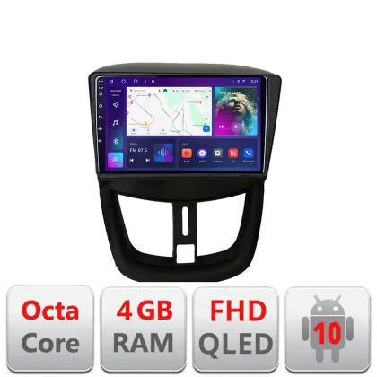 Navigatie Peugeot 207 B-PE01 Android Ecran QLED octa core 4+64 carplay android auto KIT-PE01+EDT-E309V3 | Ambient Garage