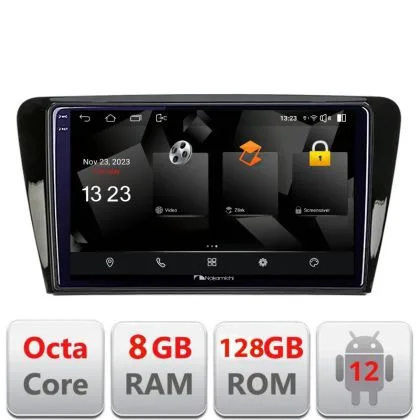 Navigatie Skoda Rapid Seat Toledo 2013+Android Octa Core Qualcomm 2K Qled 8+128 DTS DSP 360 4G Optical | Ambient Garage