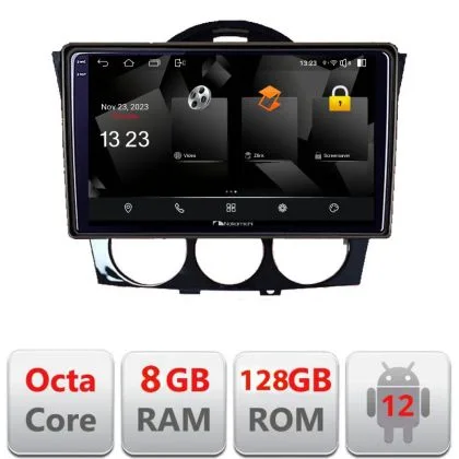 Navigatie Mazda RX8 2008-2011 Android Octa Core Qualcomm 2K Qled 8+128 DTS DSP 360 4G Optical | Ambient Garage