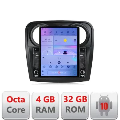 Navigatie Dacia Sandero Logan 2012-2020 G-sandero ecran tip TESLA 9.7" cu Android Radio Bluetooth Internet GPS WIFI 4+ | Ambient Garage