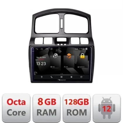Navigatie Hyundai Santa Fe 2000-2006 Android Octa Core Qualcomm 2K Qled 8+128 DTS DSP 360 4G Optical | Ambient Garage
