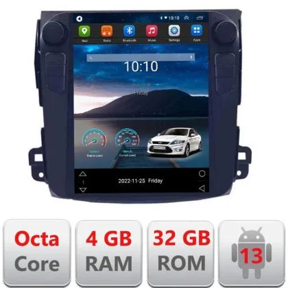 Navigatie tip Tesla Mitsubishi Outlander 2007-2011 radio gps internet 8Core 4G carplay android auto 4+32 kit-tesla-056 | Ambient Garage
