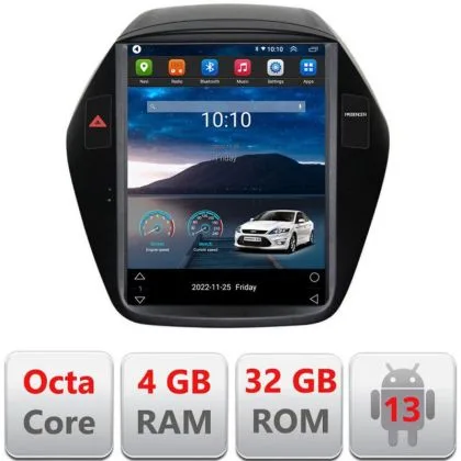 Navigatie tip Tesla Hyundai IX35 2010-2015 radio gps internet 8Core 4G carplay android auto 4+32 kit-tesla-361+EDT-E42 | Ambient Garage