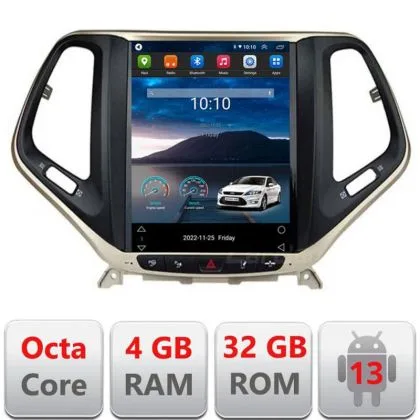 Navigatie tip Tesla Jeep Cherokee 2016-2020 radio gps internet 8Core 4G carplay android auto 4+32 kit-tesla-cherokee17 | Ambient Garage