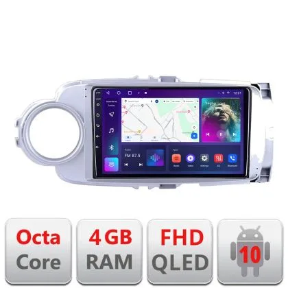 Navigatie Toyota Yaris 2010-2018 B-YARIS10  Android Ecran QLED octa core 4+64 carplay android auto KIT-YARIS10+EDT-E309V3 | Ambient Garage